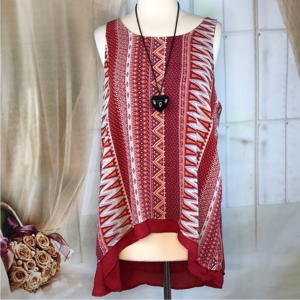 MASSINI Red Sleeveless
Asymmetrical Blouse L